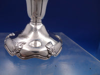 Japanese .950 Sterling Silver Candlestick Leaf Designed Hammered Dented (#6733)