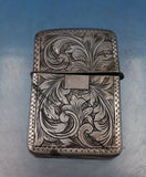 European .800 Silver Lighter Cover Engraved on All Sides 2 1/4" x 1 1/2" (#6738)