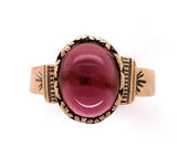 Victorian 9k Yellow Gold Ring with 3.79ct Cabochon Genuine Natural Garnet #J6387
