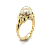 18k Yellow Gold 9.8mm Light Golden South Seas Pearl Ring Size 8.25 (#J6338)