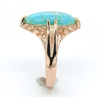 10k Rose Gold Arts and Crafts Genuine Natural Turquoise Ring Size 6 (#J6566)