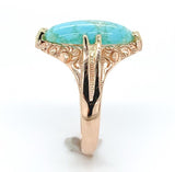 10k Rose Gold Arts and Crafts Genuine Natural Turquoise Ring Size 6 (#J6566)