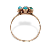 Victorian 10k Rose Gold Turquoise / Glass and Pearl Rosette Ring (#J7077)