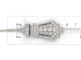Platinum 2.75 Carat Diamond Pendant Pin Necklace w/ Lab Created Sapphires #J6734