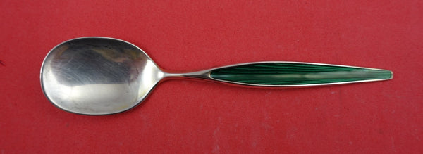 Norwegian Sterling Ice Cream Spoon vermeil enameled green by Ohar Hval 5"