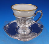 Saint Dunstan Chased by Gorham Sterling Silver Demitasse Cup Saucer Liner #8099