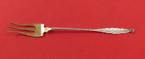 Whiting Sterling Silver Cocktail Fork Gold Washed Geometric Design 5 7/8"