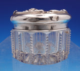Art Nouveau Sterling Silver Glass Dresser Jar w/ Daisies 1 3/4" x 2 1/8" (#9236)
