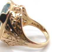 14k Yellow Gold GIA 11.95 Carat Fine Genuine Natural Aquamarine Ring (#J6508)