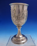 Coin Silver Goblet w/ Two Gentlemen and Barrel of Tobacco 6 1/4" x 3 3/8" #8700