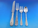 Rose by Stieff Sterling Silver Flatware Set for 12 Service 82 pc Repousse Dinner