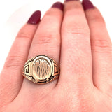 Fancy 10k Yellow Gold Antique Signet Ring Jewelry (#J5683)