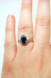 Platinum 1.42ct Blue Genuine Natural Sapphire and Diamond Ring w/ Report (#J487)