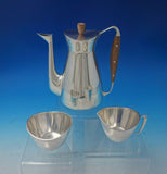 Michelsen Sterling Silver Danish Coffee Set 3pc w/ Wood Handle / Finial (#5130)