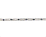 14k Gold Art Deco Genuine Sapphire Link Bracelet Guilloche Engraved (#J6504)