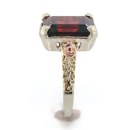 14k White Gold 5.48 Carat Genuine Natural Garnet Ring with Rose Gold (#J6555)