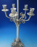 India Silverplate Candelabra 5-Light w/ Shade Lion Feet Heavy 24" x 15" (#5529)