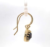 14k Yellow Gold Rose Cut Genuine Natural Garnet Dangle Drop Earrings (#J6322)