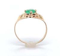 10k Yellow Gold Baby Child's .22ct Square Genuine Natural Emerald Ring (#J6381)