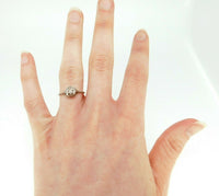 Art Deco 14k White Gold Genuine Natural Diamond Filigree Ring .10ct (#J839)
