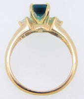 14k Gold 1.64ct Blue-Green Genuine Natural Tourmaline and Diamond Ring (#J4056)