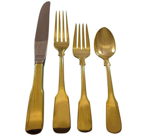 Eighteen Ten Gold by International Sterling Silver Flatware Service Set Vermeil