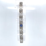 14k Gold Filigree Diamond Bracelet Art Deco 6 3/4" w/Lab-Created Sapphire #J6203