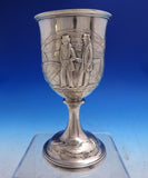 Coin Silver Goblet w/ Two Gentlemen and Barrel of Tobacco 6 1/4" x 3 3/8" #8700