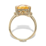 14k Yellow Gold Large 7.97 Carat Genuine Natural Citrine Ring Bow Motifs #J7446
