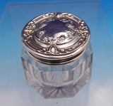 Sterling Silver and Glass Dresser Jar with Swags Gold Washed Interior (#9299)