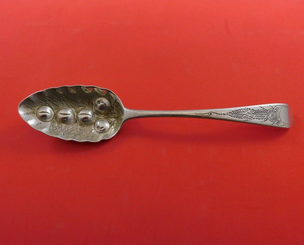 Thomas Wallis II English Georgian Sterling Silver Berry Spoon w/Embossed Peaches