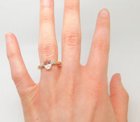 10k Yellow Gold Peach Genuine Natural Morganite and Diamond Ring (#J3856)
