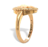 18k Yellow Gold Swedish Genuine Natural Shell Cameo Ring Jewelry (#J7514)