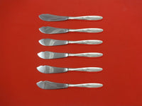 Rose Solitaire by Towle Sterling Silver Trout Knife Set 6pc. Custom Made 7 1/2"