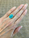 14k Yellow Gold Art Deco Teal Genuine Natural Turquoise Filigree Ring (#J5198)