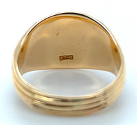14k Yellow Gold Men's Signet Ring with Ribbed Lines Size 6.5 (#J6793)