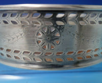 English Silverplate Champagne Coaster Swags of Flowers Wood Base 4 3/4" (#5862)