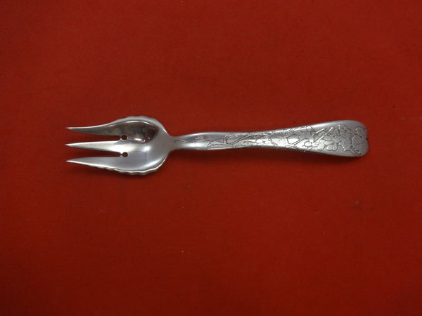 Lap Over Edge Acid Etched by Tiffany Sterling Pastry Fork 3-Tine 2-Hole w/Grapes