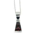 14k White Gold Specialty Cut Triangular Genuine Natural Garnet Pendant (#J2425)