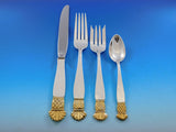 Grenada Gold Old Newbury Crafters Sterling Silver Flatware Set Service 67 pc Din