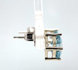 14k Gold 1.82cttw Genuine Natural Aquamarine Cushion Cut Stud Earrings (#J6375)