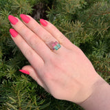 14k Gold 6.71 Carat Bi-Color Watermelon Genuine Natural Tourmaline Ring (#J6532)