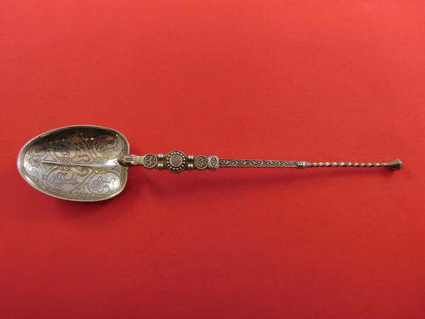 English Victorian Sterling Silver Coronation Spoon Vermeil Circa 1901 10"