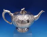 Elkington English Victorian Sterling Silver Tea Pot 3-D Finial Chased (#8437)