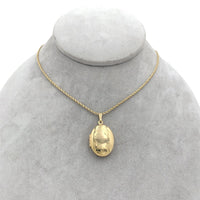 14k Yellow Gold Oval Locket with Engraved Flowers on Wheat Chain 18" (#J7183)