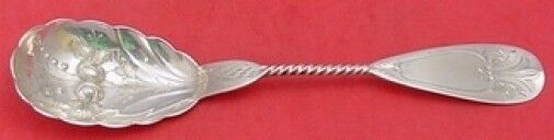 Coin Silver by W.R. Tice Berry Spoon Twist Handle/Fruit In Bowl 9"