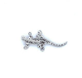 14k White Gold Tiny Genuine Natural Diamond Lizard Salamander Pin (#J5202)