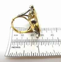 10k Gold Huge Oval Genuine Natural Cameo Ring with Diamonds (#J3735)