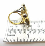10k Gold Huge Oval Genuine Natural Cameo Ring with Diamonds (#J3735)