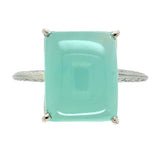 18k White Gold 5.73 Carat Genuine Natural Chalcedony Ring Size 7.5 (#J7215)
